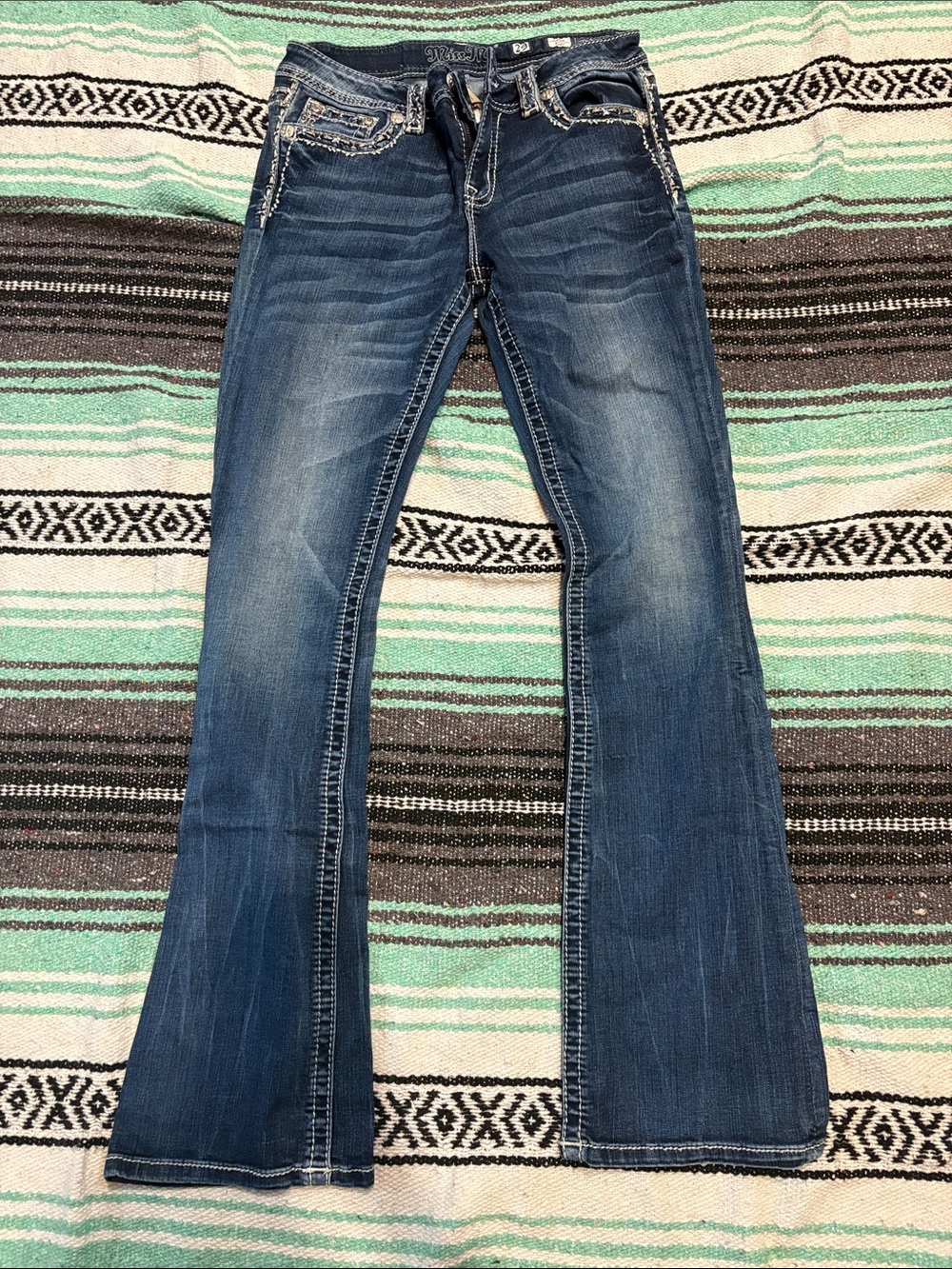Women's Dark Blue Bootcut Jeans - Classic Denim